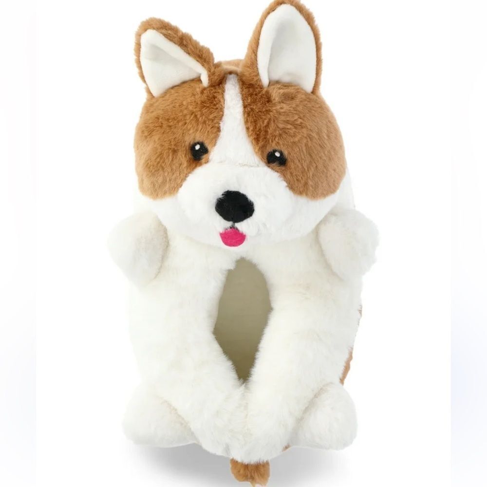 Corgi Plush Dog Womenâs Slippers Cozy Fuzzy Soft House Shoes Novelty Indoor Med